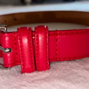 Vibrant Red Leather Belt
